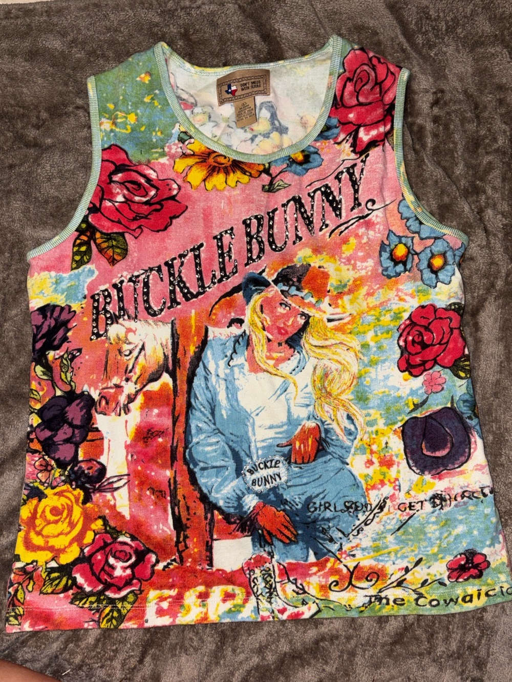Pink Floral Graphic Tank Top